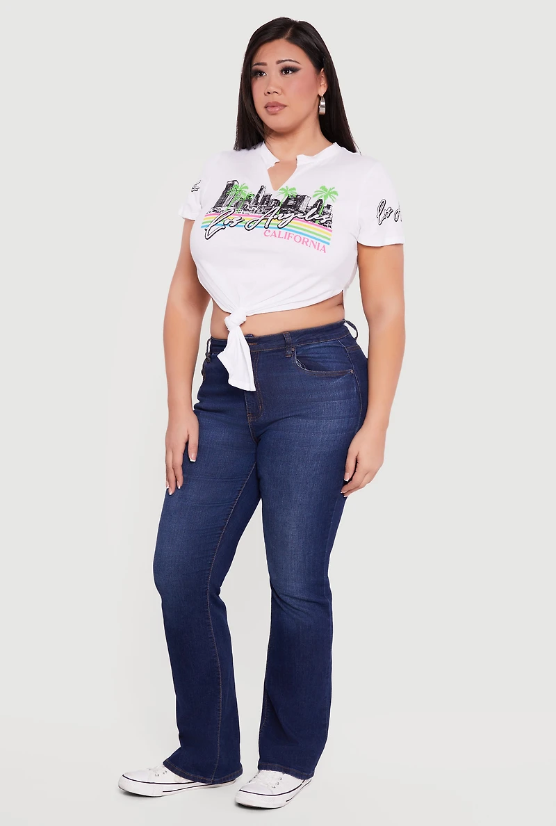 Plus Los Angeles California Knot Front T-Shirt