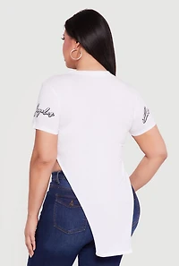 Plus Los Angeles California Knot Front T-Shirt