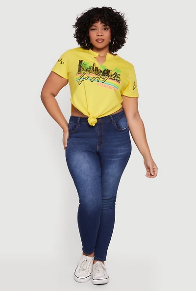 Plus Los Angeles California Knot Front T-Shirt