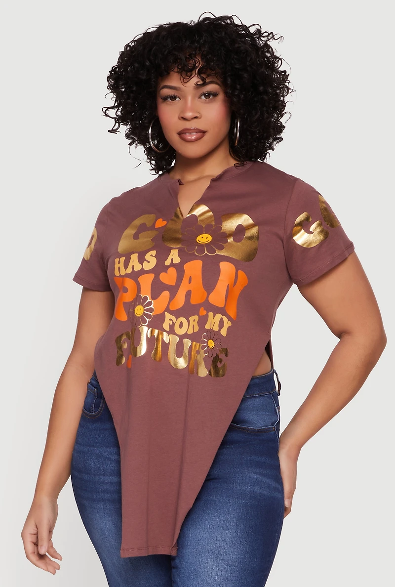 Plus God Has A Plan For My Future Knot Front T-Shirt