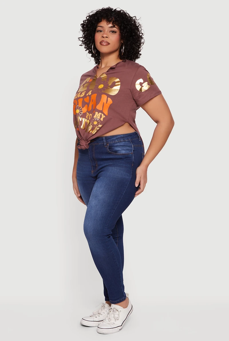 Plus God Has A Plan For My Future Knot Front T-Shirt