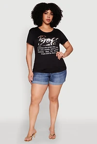 Womens Plus 3D Boss Foil Graphic Tee, Black,