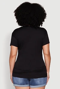Womens Plus 3D Boss Foil Graphic Tee, Black,