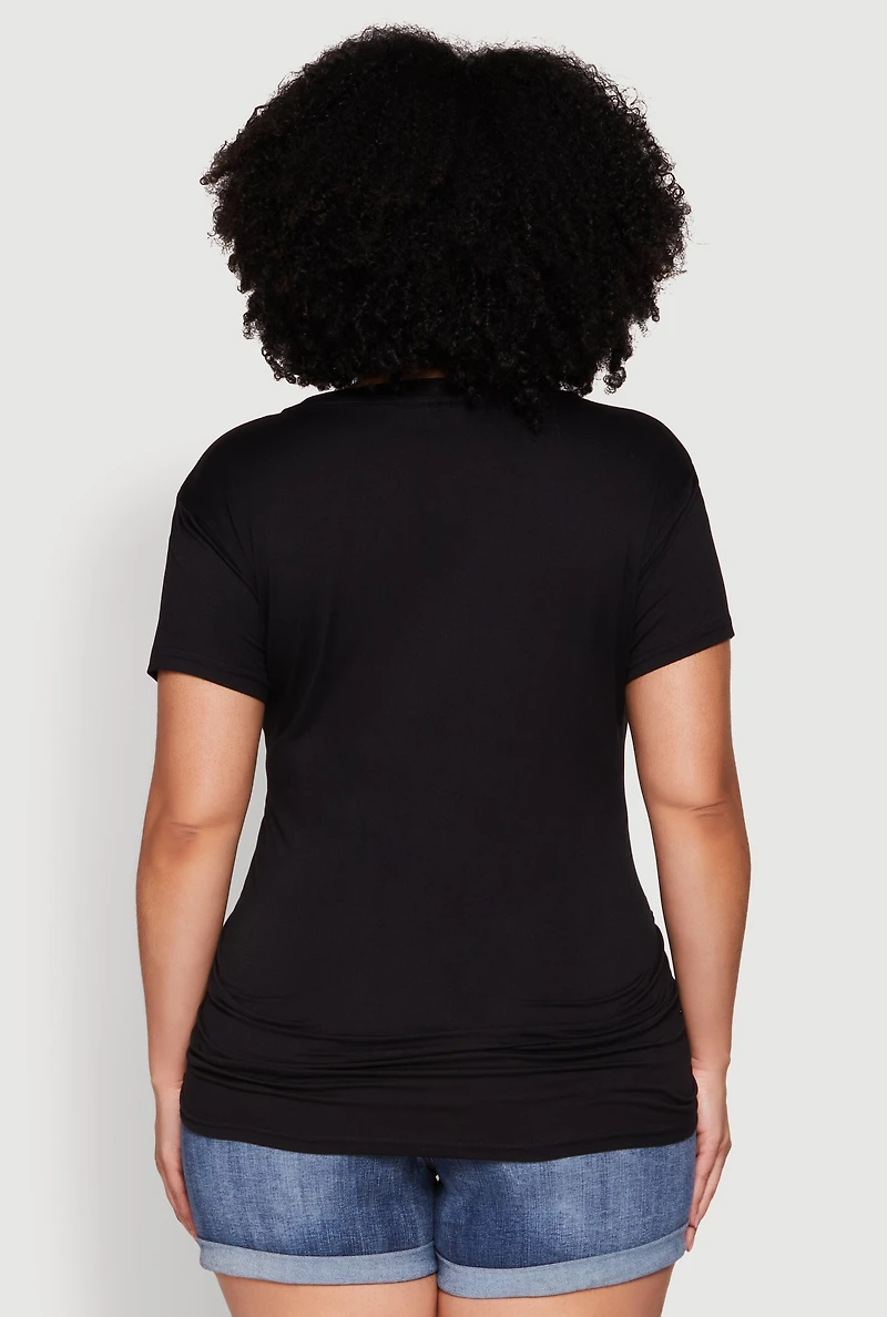 Womens Plus Size 3D Boss Foil Graphic Tee, Black, Size 1X