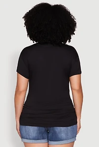 Womens Plus Ruched 3D Beautiful Foil Graphic Tee,
