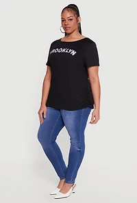 Plus Gingham Detail Brooklyn Graphic Tee