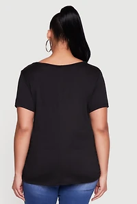 Plus Gingham Detail Brooklyn Graphic Tee