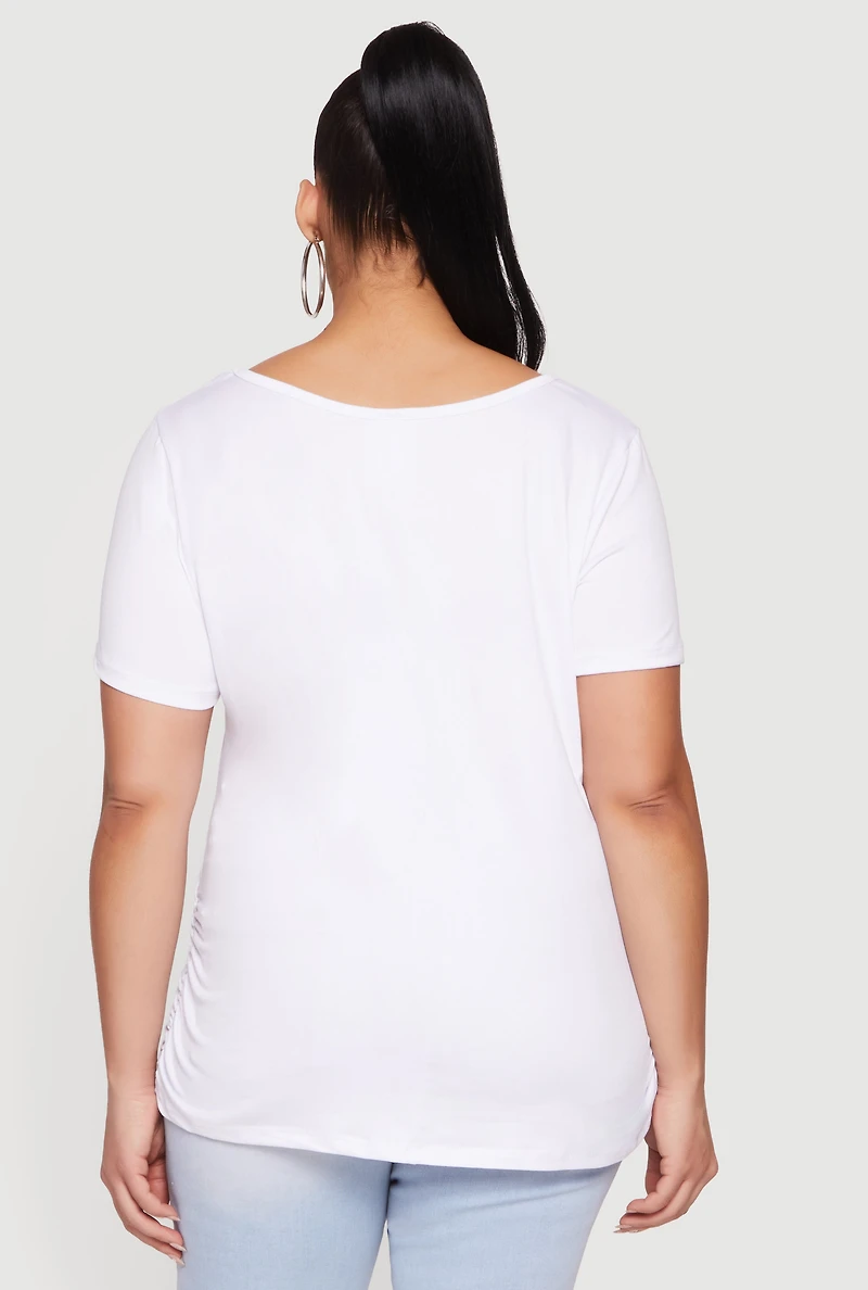 Plus Gingham Detail Brooklyn Graphic Tee