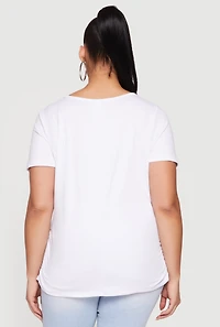 Plus Cherry Bow Rhinestone Graphic Top