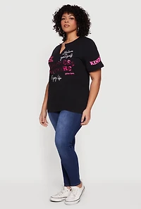 Plus Kindness Matters Sequin Graphic Notch Neck Tee
