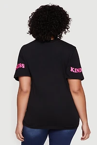 Plus Kindness Matters Sequin Graphic Notch Neck Tee