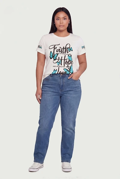 Plus Faith Hope Love Graphic Short Sleeve Tee