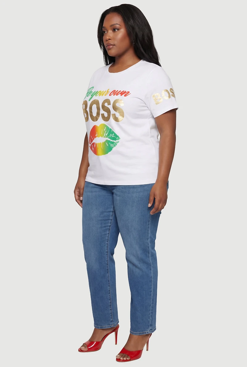 Plus Be Your Own Boss Lip Graphic Tee