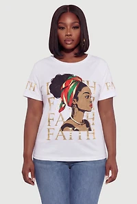 Plus Afro Girl Faith Graphic Tee