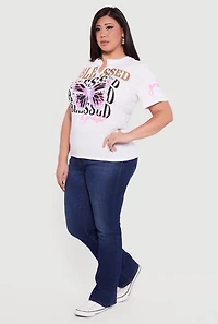 Plus Blessed and Grateful Notch Neck Graphic Tee