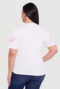 Plus Blessed and Grateful Notch Neck Graphic Tee