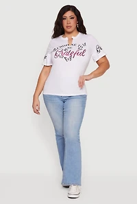Plus Choose To Be Grateful Notch Neck Graphic Tee