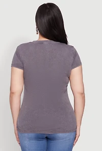 Womens Plus Size Mineral Wash She Is Graphic Tee, Grey, Size 1X