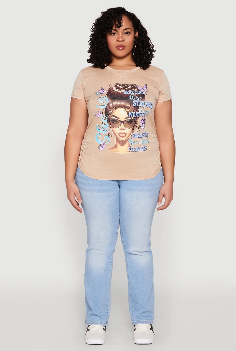 Plus Mineral Wash She Is Graphic Tee