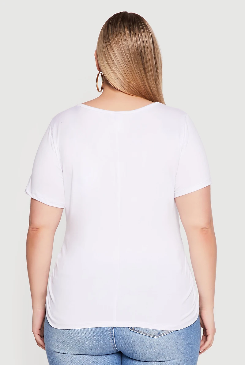 Plus Rhinestone Leopard Graphic Tee