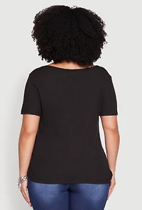 Womens Plus Just A Queen 3D Foil Graphic Tee,