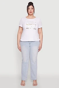 Womens Plus Size Just A Queen 3D Foil Graphic Tee, White, Size 2X