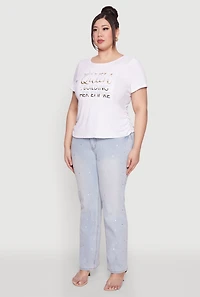 Womens Plus Size Just A Queen 3D Foil Graphic Tee, White, Size 1X