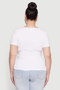 Womens Plus Size Just A Queen 3D Foil Graphic Tee, White, Size 1X