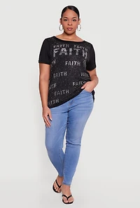 Plus Rhinestone Faith Graphic Tee