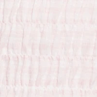 Plus Gingham Short Sleeve Smocked Blouse