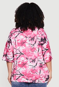 Plus Size Hunter Camo Graphic Print Jersey Mesh Top