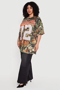 Plus Hustle All Day 72 Graphic Hunter Camo Oversized Tee