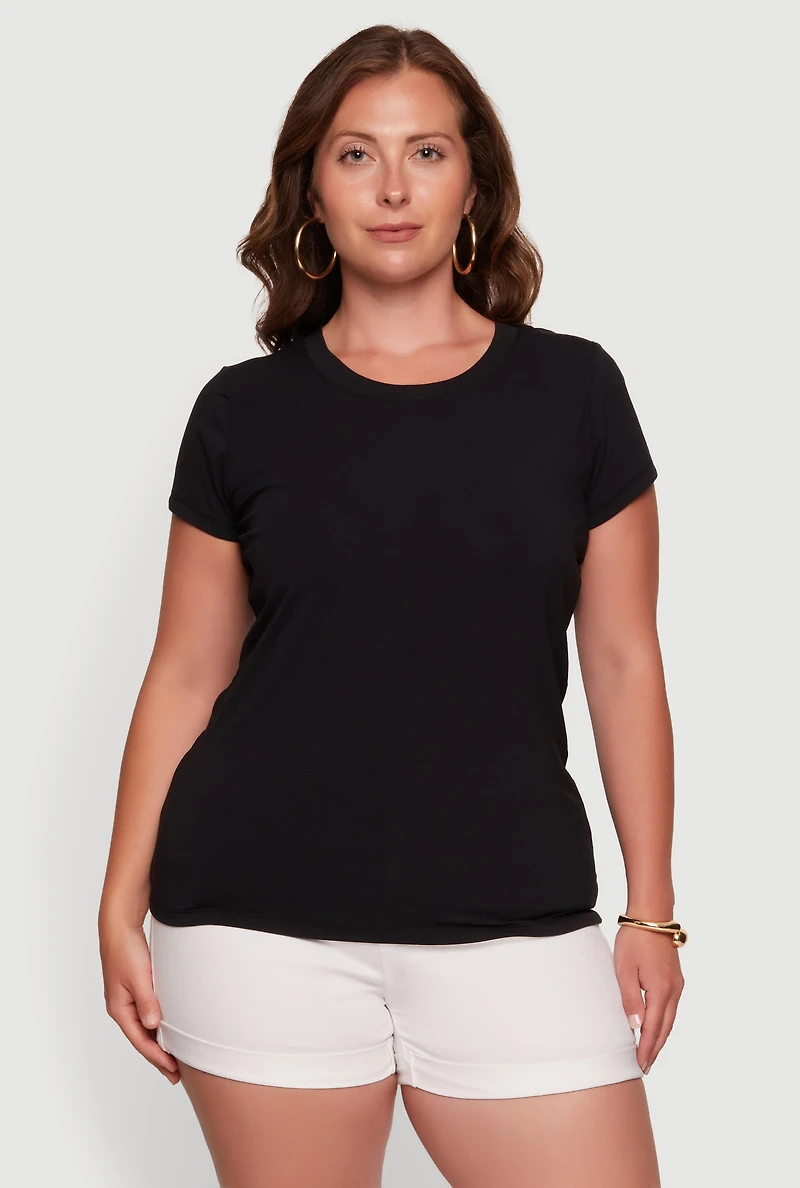 Plus Basic Crew Neck Short Sleeve T-Shirt