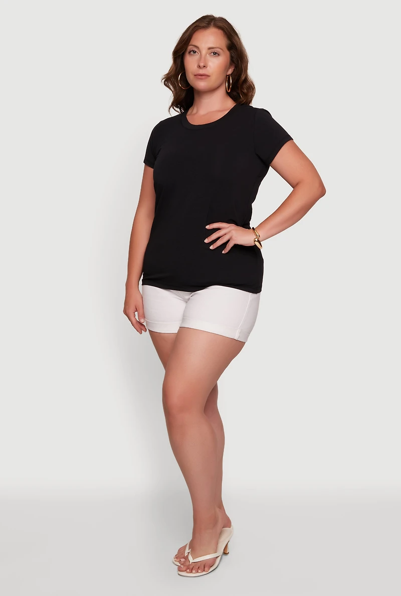 Plus Basic Crew Neck Short Sleeve T-Shirt