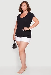Plus V Neck Short Sleeve Basic Tee