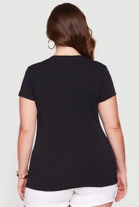 Plus V Neck Short Sleeve Basic Tee