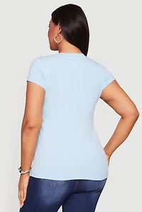 Plus V Neck Short Sleeve Basic Tee