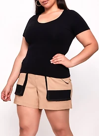 Plus Seamless Textured Knit Scoop Neck Tee