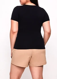 Plus Seamless Textured Knit Scoop Neck Tee