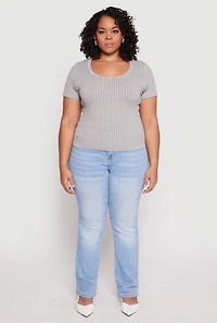 Plus Basic Ribbed Knit Seamless Top