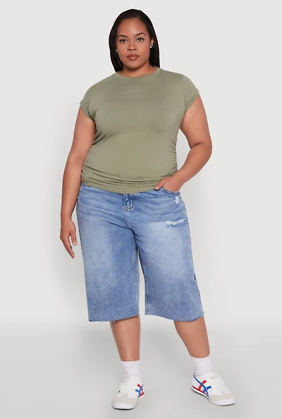 Womens Plus Side Ruched Tee, 2X