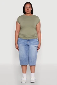 Womens Plus Side Ruched Tee, 2X