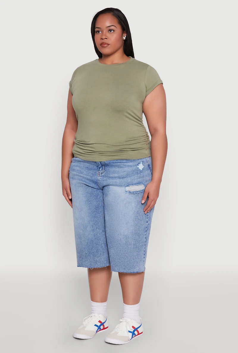 Womens Plus Side Ruched Tee, 2X