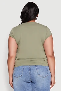 Womens Plus Side Ruched Tee, 2X