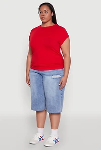 Womens Plus Size Side Ruched Tee, Red, Size 2X