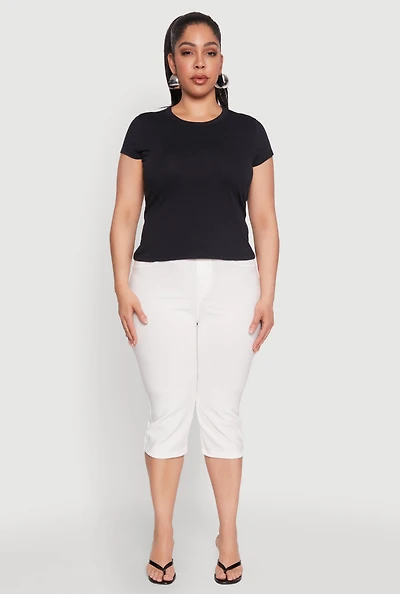 Womens Plus Short Sleeve Crew Neck Tee,