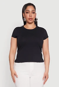 Womens Plus Short Sleeve Crew Neck Tee,