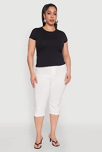 Womens Plus Short Sleeve Crew Neck Tee,