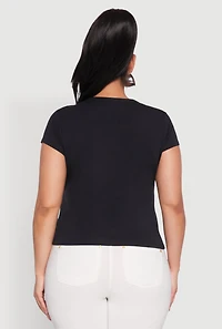 Womens Plus Short Sleeve Crew Neck Tee,