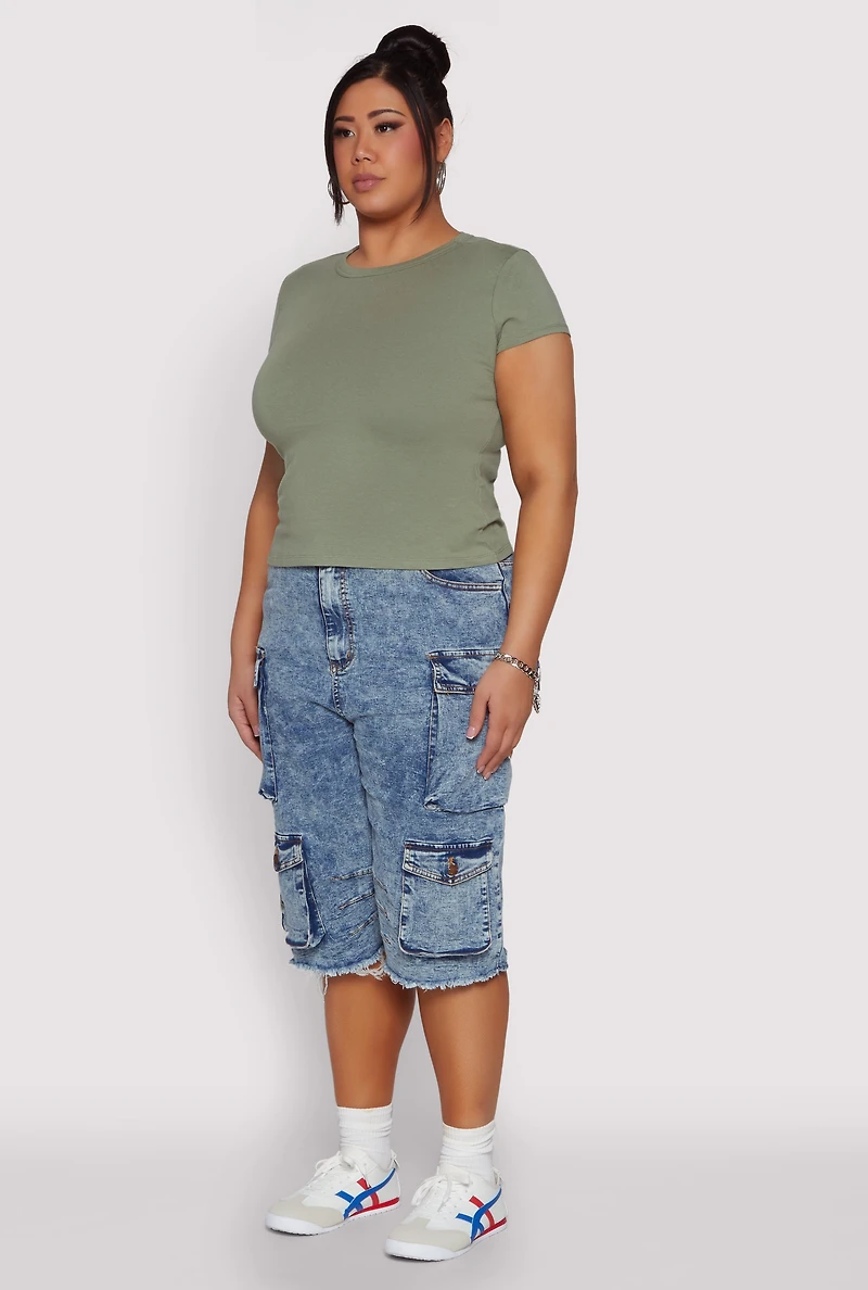Womens Plus Short Sleeve Crew Neck Tee,